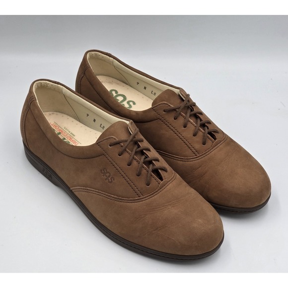 SAS Shoes - SAS Whisper Walking Oxford Womens 9 N Brown Suede Lace Up Tripad Comfort Shoes.